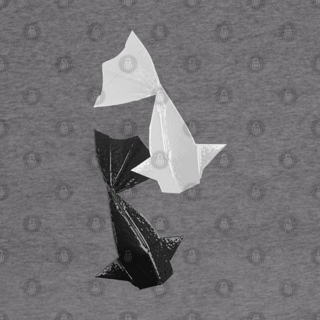 Black and White Origami fish pattern by Destroyed-Pixel